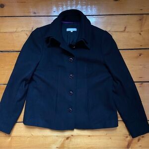 Anne Fontaine Women's Black Wool Jacket Button Details EU Size 40 US Size 6 - 8